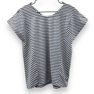 Helly Hansen Black & White Striped Short Sleeve Strappy Back‎ Top Size M